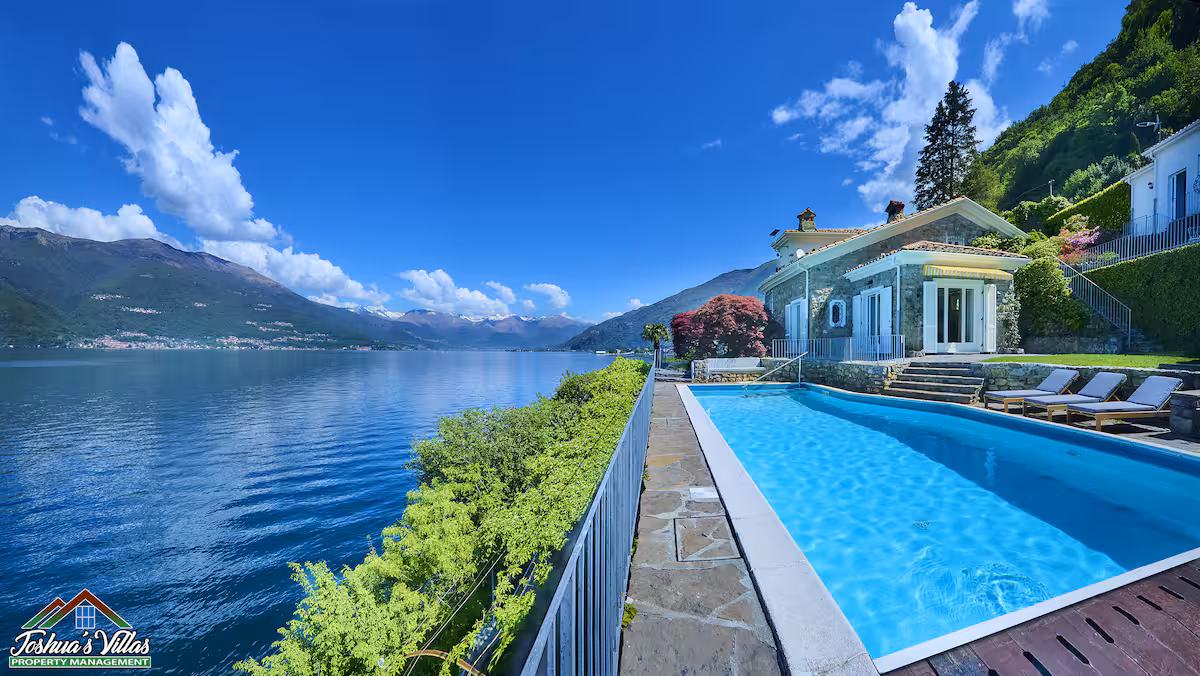 Panoramic view of Villa I Tre Camini overlooking Lake Como