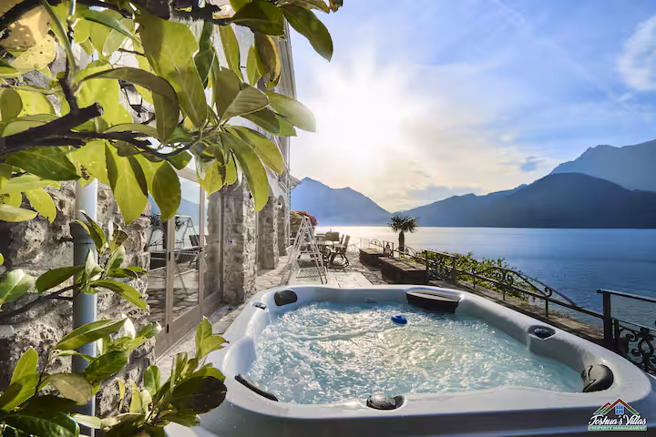 Panoramic view of Villa I Tre Camini overlooking Lake Como